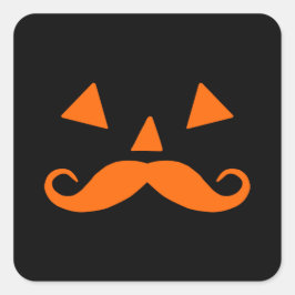 Pumpkin Mustache Halloween Quadratischer Aufkleber
