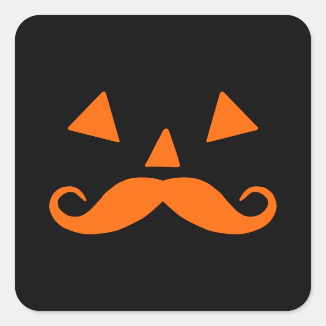 Pumpkin Mustache Halloween Quadratischer Aufkleber (Vorderseite)
