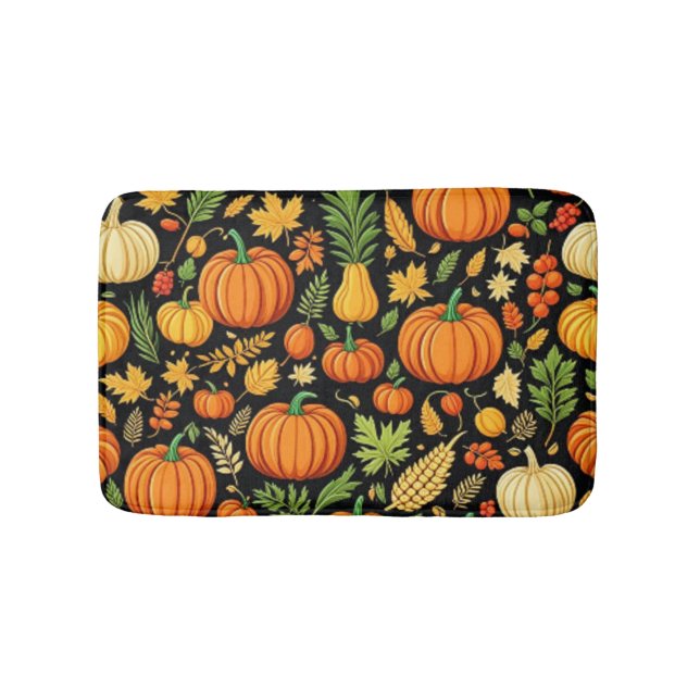 Pumpkin Muster Ernte Tag Herbst Bath Mat Badematte (Vorderseite)