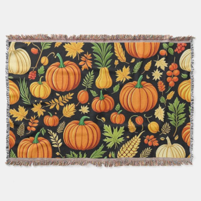 Pumpkin Muster Ernte Tag Herbst Fleece Blanket Decke (Vorderseite)
