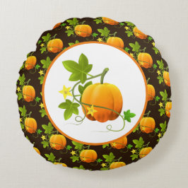 Pumpkin-Muster für die Dunkelbraune Herbstsaison Rundes Kissen