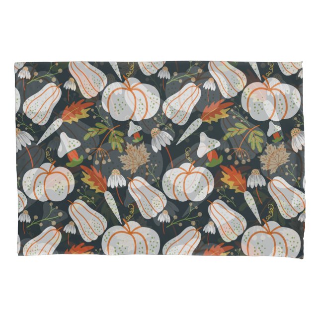 Pumpkin nahtloses Muster schwarz-weiß Kissenbezug (Vorderseite-Links)