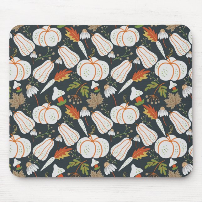 Pumpkin nahtloses Muster schwarz-weiß Mousepad (Vorne)