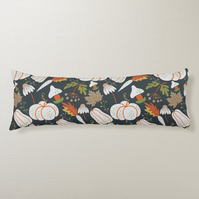 Pumpkin nahtloses Muster schwarz-weiß Seitenschläferkissen (Vorderseite)
