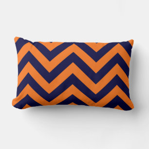 Pumpkin, Navy Blue Large Zickzack ZigZag Muster Lendenkissen