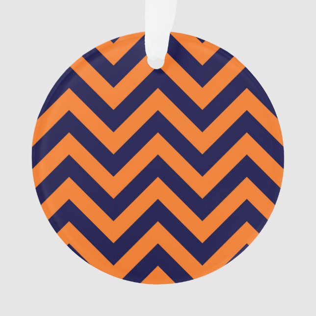 Pumpkin, Navy Blue Large Zickzack ZigZag Muster Ornament (Vorderseite)