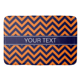 Pumpkin Navy LG Zickzack Navy Blue Name Monogram Badematte