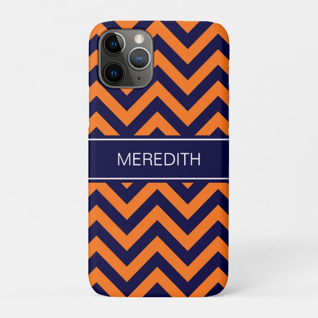 Pumpkin Navy LG Zickzack Navy Blue Name Monogram Case-Mate iPhone Hülle (Rückseite)