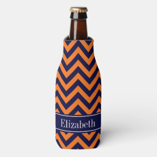 Pumpkin Navy LG Zickzack Navy Blue Name Monogram Flaschenkühler