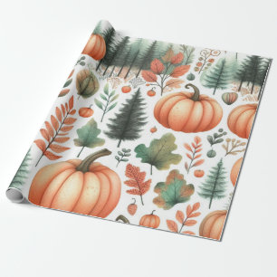Pumpkin Niedliche Wasserfarben Herbst & Herbst Ern Geschenkpapier