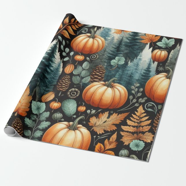 Pumpkin Niedliche Wasserfarben Herbst & Herbst Ern Geschenkpapier (Ungerollt)