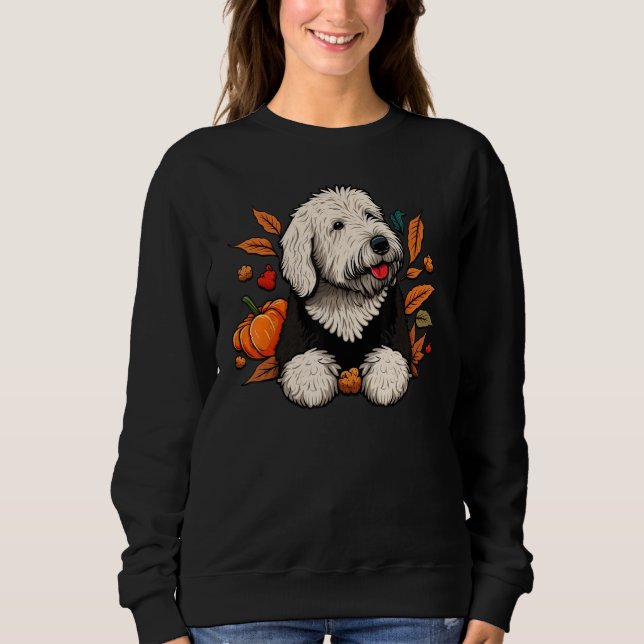 Pumpkin Old English Sheepdog costume on Bobtail Ha Sweatshirt (Vorderseite)