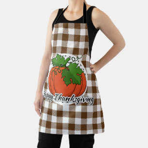 Pumpkin on Brown Kariert - Glückliches Erntedankfe Schürze