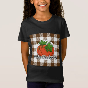 Pumpkin on Brown Kariert - Glückliches Erntedankfe T-Shirt