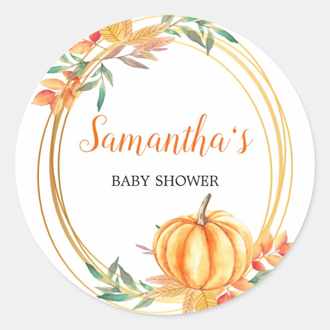Pumpkin Orange Baby Showdusche Herbstlaub Runder Aufkleber (Vorderseite)