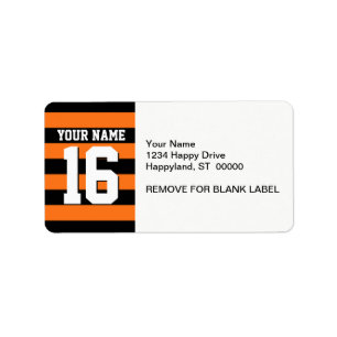 Pumpkin Orange Black Team Jersey Preppy Strip Adressaufkleber