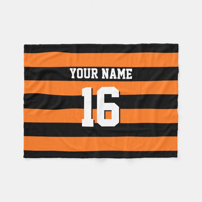 Pumpkin Orange Black Team Jersey Preppy Strip Fleecedecke (Vorderseite (Horizontal))