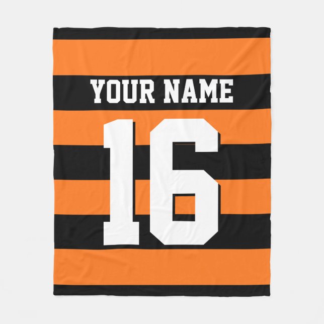 Pumpkin Orange Black Team Jersey Preppy Strip Fleecedecke (Vorderseite)