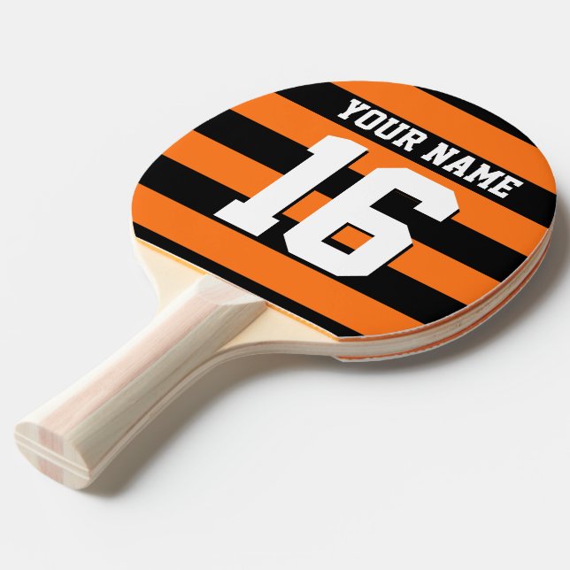 Pumpkin Orange Black Team Jersey Preppy Strip Tischtennis Schläger (Vorderseite)