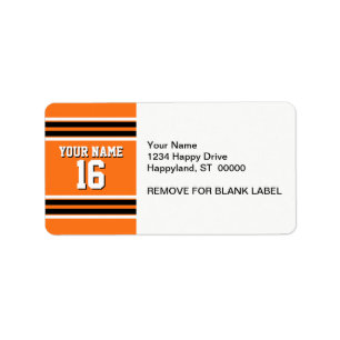 Pumpkin Orange Blk Team Jersey Name Adressaufkleber