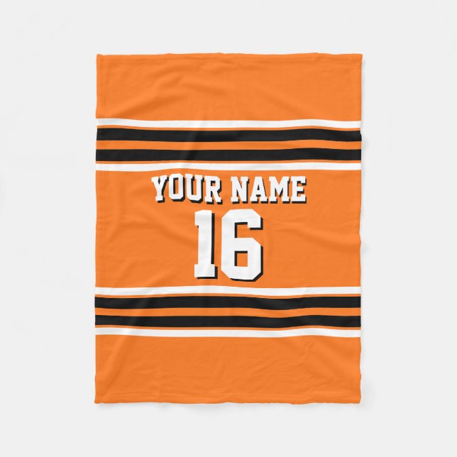 Pumpkin Orange Blk Team Jersey Name Fleecedecke (Vorderseite)