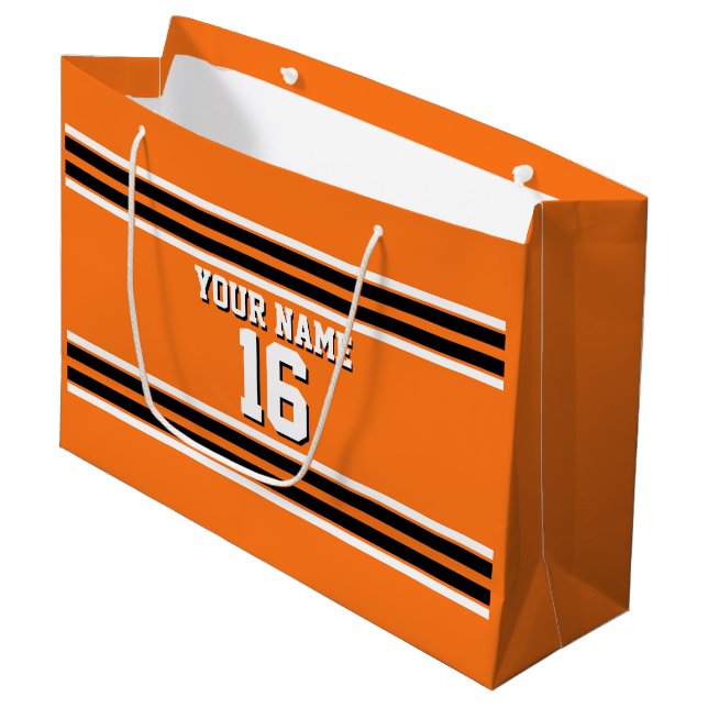 Pumpkin Orange Blk Team Jersey Name Große Geschenktüte (Vorderseite Schrägansicht)