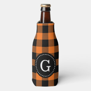 Pumpkin Orange Buffalo Karo Kariert 1I Monogramm Flaschenkühler