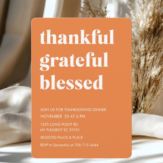 Pumpkin Orange dankbar dankbar, gesegnet Einladung (Von Creator hochgeladen)