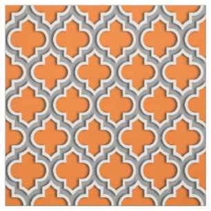 Pumpkin Orange, Dunkelgrau, marokkanischer Quatref Stoff