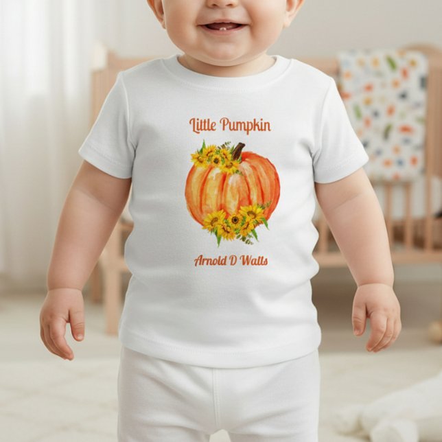 Pumpkin Orange Fall Baby Dusche T-shirt (Von Creator hochgeladen)