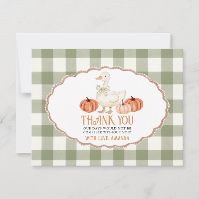 Pumpkin Orange Goose Baby Dusche Thankyou Card Dankeskarte (Vorderseite)