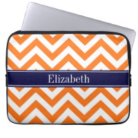 Pumpkin Orange LG Zickzack Navy Name Monogram
