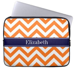 Pumpkin Orange LG Zickzack Navy Name Monogram Laptopschutzhülle