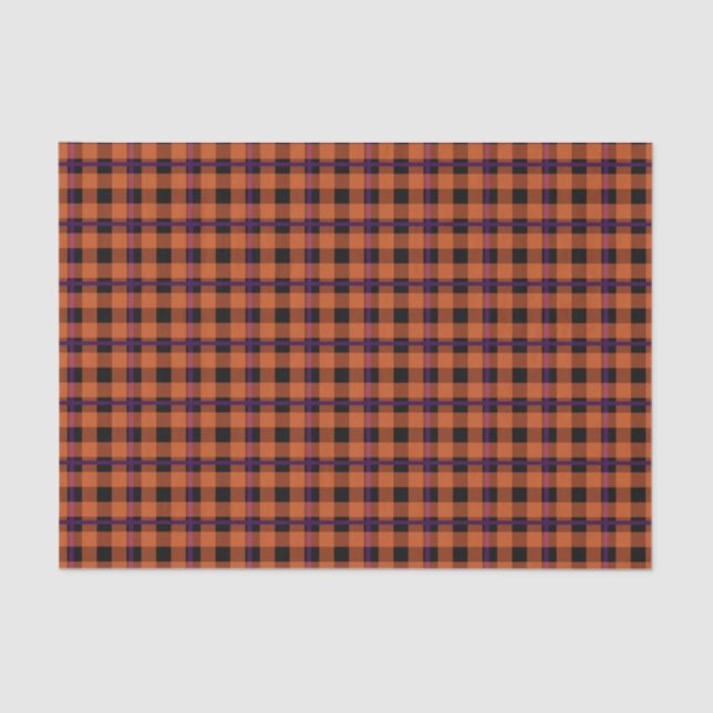 Pumpkin Orange & Lila Tartan Seidenpapier (Vorderseite)