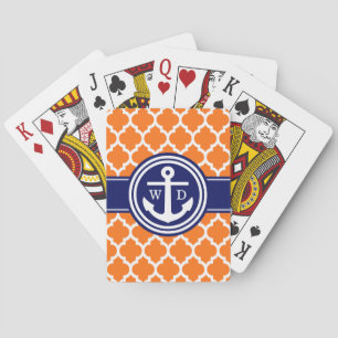 Pumpkin Orange marokkanische #5 Anchor Navy Blue 2 Spielkarten