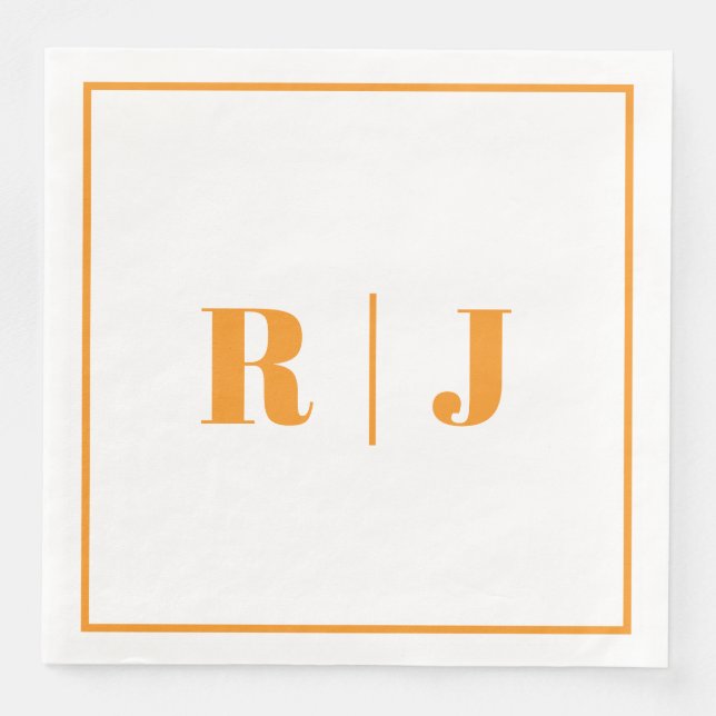 Pumpkin Orange Monogram Herbst Hochzeit 2025 Serviette (Vorderseite)