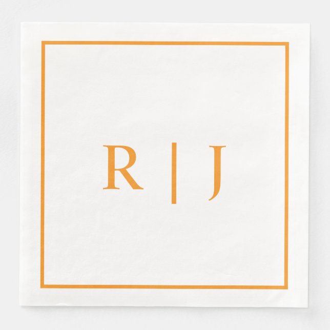 Pumpkin Orange Monogramme Herbstliche Hochzeit im  Serviette (Vorderseite)