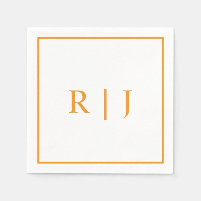 Pumpkin Orange Monogramme Herbstliche Hochzeit im  Serviette (Vorderseite)