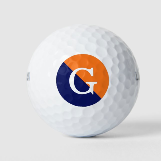 Pumpkin Orange Navy Blue 2 Tone Diag Init Monogram Golfball (Vorderseite)