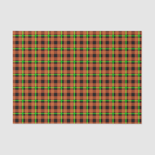 Pumpkin Orange & Neon Green Tartan Seidenpapier (Vorderseite)