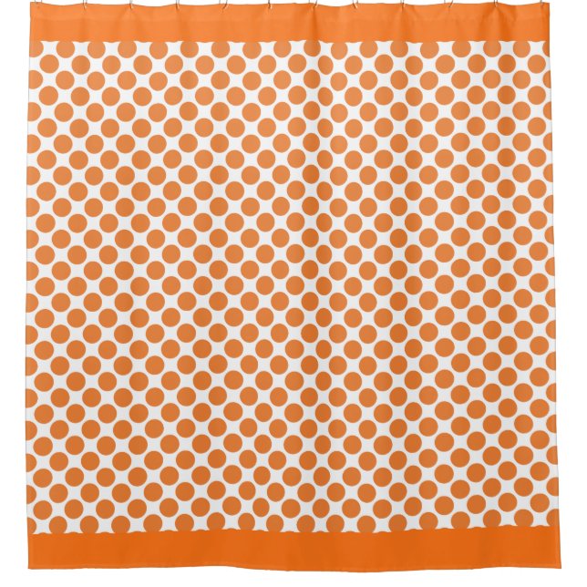 Pumpkin-Orange-Polka-Punkte Duschvorhang (Vorderseite)