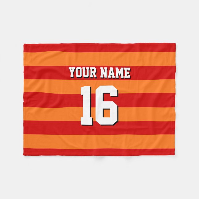 Pumpkin Orange Red Team Jersey Preppy Strip Fleecedecke (Vorderseite (Horizontal))
