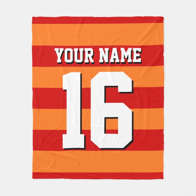 Pumpkin Orange Red Team Jersey Preppy Strip Fleecedecke (Vorderseite)