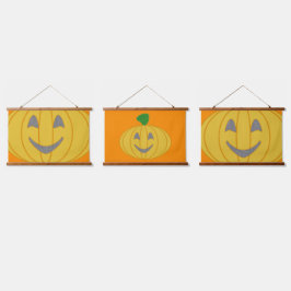 Pumpkin Orange Wandteppich Mit Holzrahmen