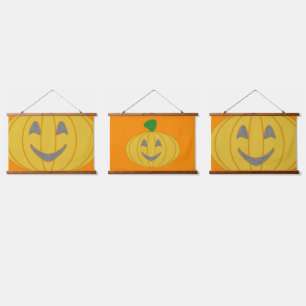 Pumpkin Orange Wandteppich Mit Holzrahmen