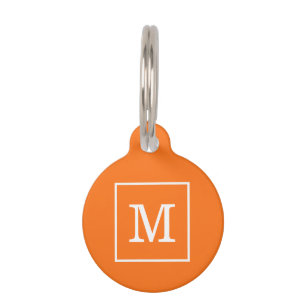 Pumpkin Orange White Gerahmt Initial Monogram Tiermarke