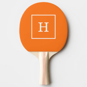 Pumpkin Orange White Gerahmt Initial Monogram Tischtennis Schläger