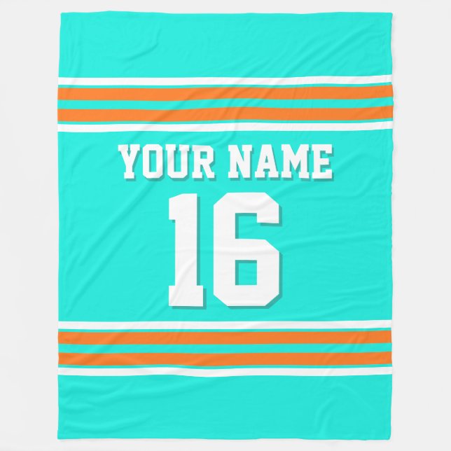 Pumpkin Orange White Sports Jersey Fleecedecke (Vorderseite)