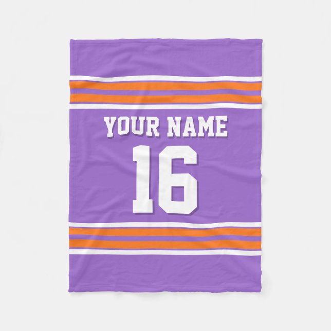 Pumpkin Orange White Sports Jersey Fleecedecke (Vorderseite)