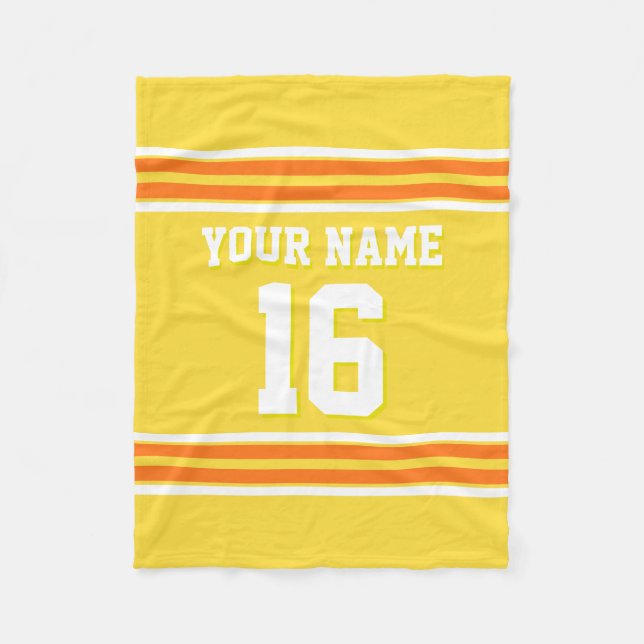 Pumpkin Orange White Sports Jersey Fleecedecke (Vorderseite)